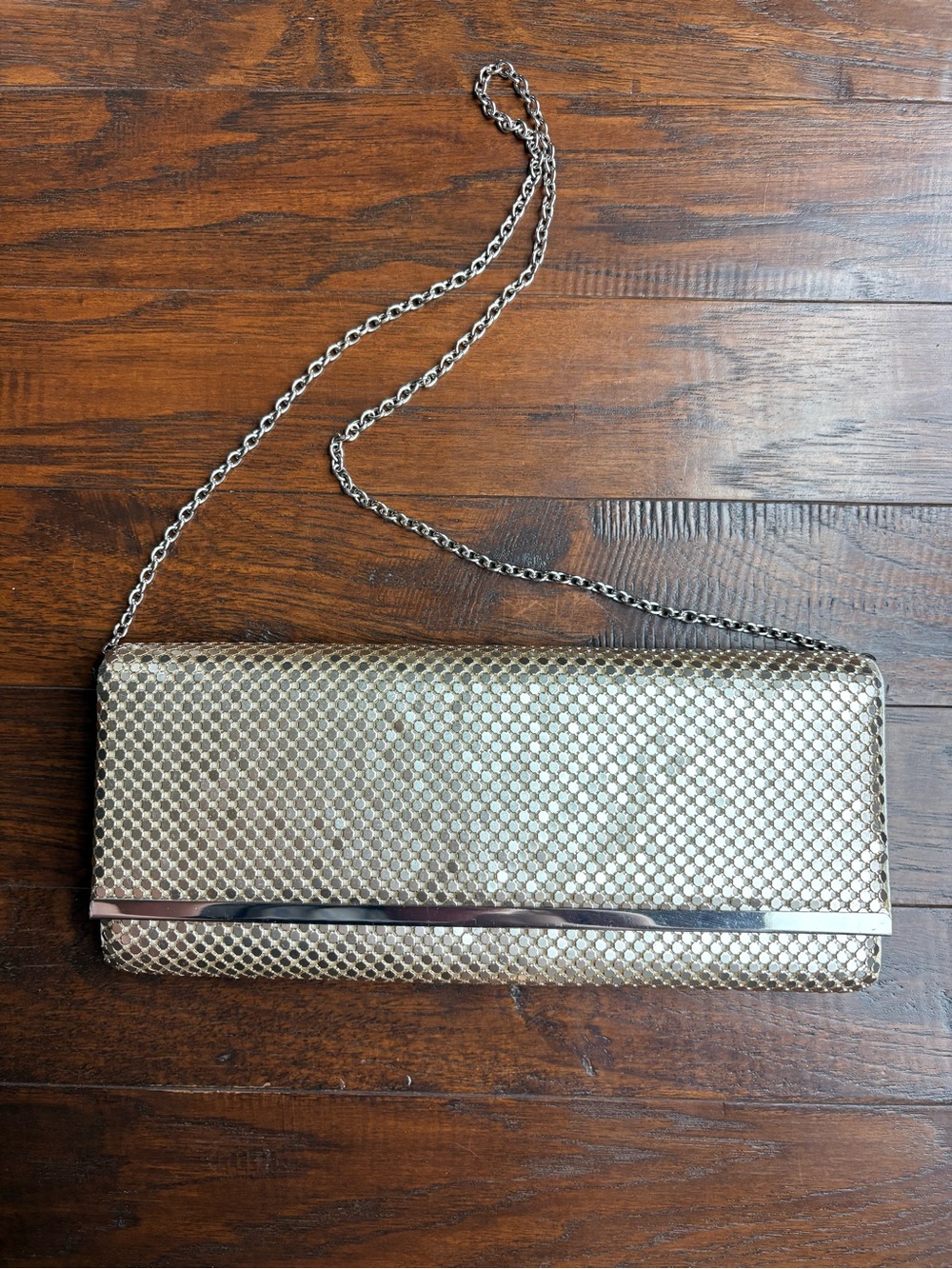 VTG '90s Jessica McClintock Silver Metal Mesh Chain Strap Shoulder Clutch Purse